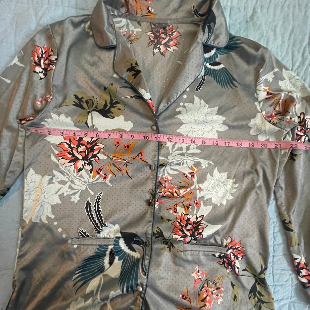 Vintage Asian Print Polyester Pyjama Set Ladies Medium